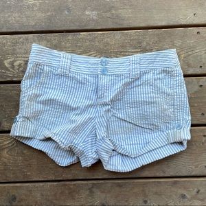Blue and white striped shorts